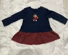 familiar クマ刺繍 長袖Tシャツ 100