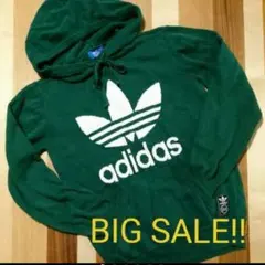 adidas  ニットパーカー グリーン Ｓ パーカー
