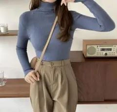 《新品未使用》リブニットハイネックトップス