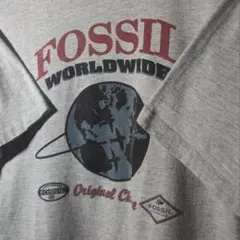 90s　　FOSSIL　アメリカ企業　企業物　地球儀モデル　シングルステッチT