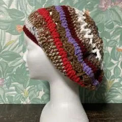 冬物タム帽　レゲエ　エスニック　ブラウン系