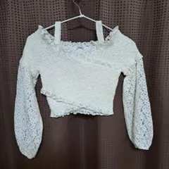 ZARA レース オフショルダー クロップドトップス S