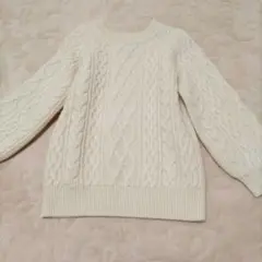 最終SALE!!アイボリー ケーブル編み ニットセーター 長袖