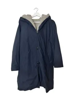 ネイビー フリース裏地 ロングコート Mサイズ 取り外し 2way