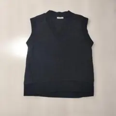 chocolat raffine ブラック Vネック ニットベスト