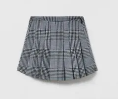 ZARA キッズ　ボックスプリーツディテールチェック バミューダスコート