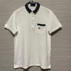 フレッドペリー FRED PERRY ポロシャツ M ホワイト 水玉 ドット
