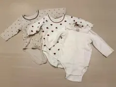 ベビーロンパース肌着 3点セット 長袖　80サイズ　ハート