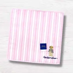 Polo Ralph Lauren ストライプ　タオルハンカチ　ピンク　ポロベア