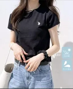 U.S. POLO ASSN. レディース 半袖Tシャツ ブラック Lのサムネイル