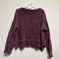 パープル オーバーサイズニット