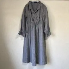 CHIP CLIP チェック柄 長袖シャツワンピース　Ｖネックワンピース