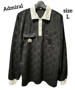 Admiral 長袖レフリーシャツ サッカー・フットサル ブラック Lサイズ