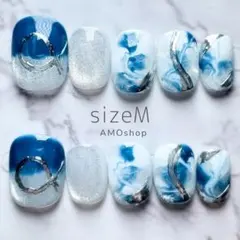 【現品限定】深みのあるブルー×マグネット クールなニュアンスネイル