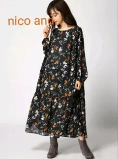 新品 nico and… シャーリングティアードワンピース 長袖 レディース