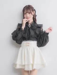 couture BY ROJITA 肩レーシーフリルブラウス ブラックのサムネイル