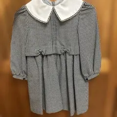 襟付きチェック柄ワンピース