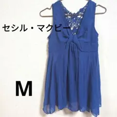 レディースミニワンピース　セシルマクビー　チュニック　レース　フレア　リボン