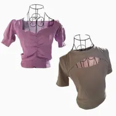 GORGE トップス2枚セット レディース トップス パープル グレージュ