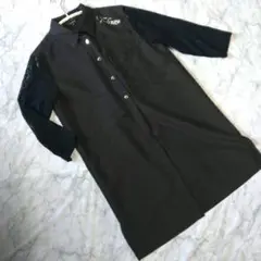 バレンザ 黒 七分袖チュニックシャツ