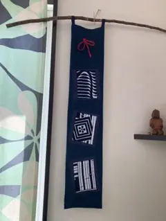 藍染浴衣リメイクタペストリー　リバーシブル