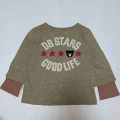 100★ミキハウスダブルB★くろくまバックアップリケ付き！重ね着風Tシャツ★