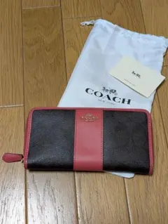COACH シグネチャー ラウンドファスナー長財布 レッド - メルカリ