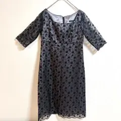 YURIE NITANIレースワンピース M 花柄刺繍 シアー パーティー 黒のサムネイル
