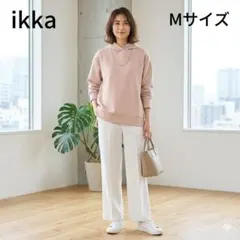 イッカ ikka パーカー プルオーバー M くすみピンク バックタック 美品