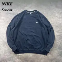 90s Y2K チビNIKEスウッシュ裏起毛紺スウェット U94
