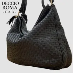DECCIO ROMA イタリア製★イントレチャート編み込みショルダートートA4