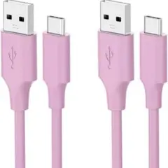 Acbands USB Type-C ケーブル 2本 ピンク シリコン 急速充電