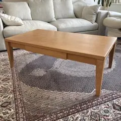 状態良好/廃盤品】無印良品 無垢材ローテーブル オーク材 引出付 90×45