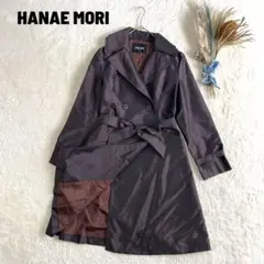 HANAE MORI トレンチコート 38 ロング ベルト付き サテン 光沢のサムネイル