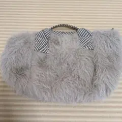 ファー付きグレー ハンドバッグ