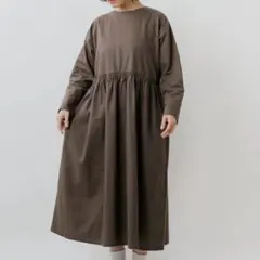 ヘブンリー コットン リネン キャンバス ウエストギャザー 2way ワンピース