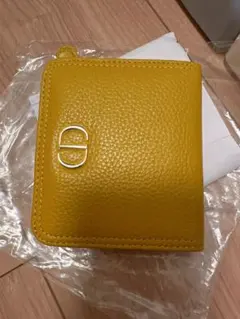 イエロー レザー 二つ折り財布牛革