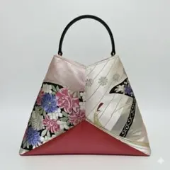【一点物・正絹帯リメイク】三角ハンドバッグ　成人式　フォーマル　七五三