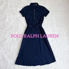 【美品】 ポロラルフローレン ベルテッドショートスリーブデイドレスS
