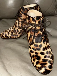 クリスチャンルブタン ヒョウ柄ウェッジパンプスブーティショートブーツ36美品23