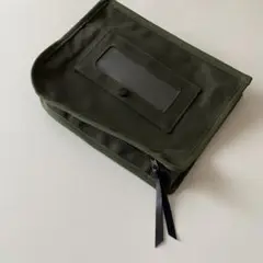 【送料無料】L字ファスナー　パラフィン帆布　ポーチ　クラッチバッグ　カーキ未使用