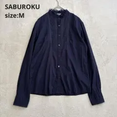 【SABUROKU】（M）長袖シャツ ネイビー ピンタック レースのサムネイル