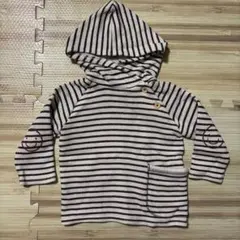 ZARA ストライプ フード付き トレーナー 裏起毛　スウェット