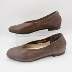 【美品】ENあしながおじさんVカット フラットパンプス ブラウン 24.0cmのサムネイル