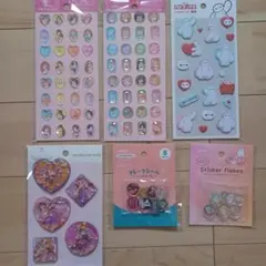 セリア　おはじきシール　　ウォーターシール　ふわふわシール　ストーンシール　6点