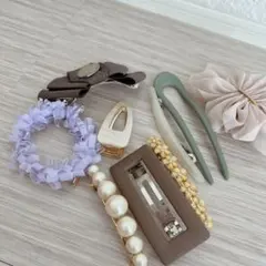 おしゃれで可愛い　ヘアーアクセサリー　バレッタ　ゴム　10点セット