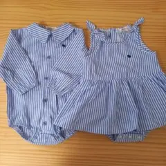 POLO Baby ストライプロンパース・ワンピースロンパース　セット 80cm