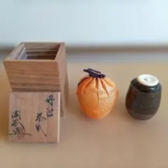 こ*な様 黒釉茶器 木製箱付き 茶道具