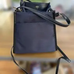 ネイビー 2wayバッグ キャンバス 黒パイピング