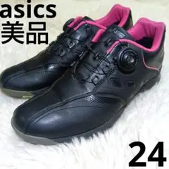 美品✨ASICS XX10 ゴルフシューズ ブラック/ピンク　24 ダイヤル